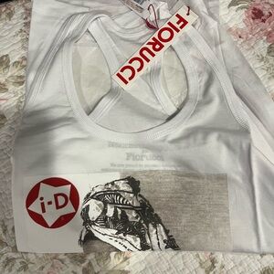 Fiorucci White Tank with Red Graphic Detail